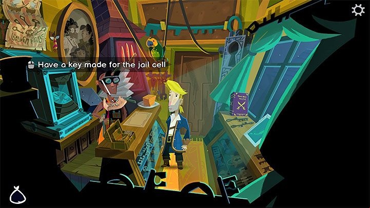 Talk to Locke Smith and you will learn about the option of counterfeiting keys - Return to Monkey Island: Get a mop - walkthrough - Part 1 - A Friendly Place - Return to Monkey Island Walkthrough