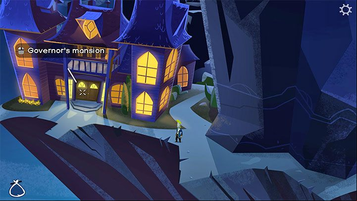 Leave the prison and take the left path leading to the Governor's Mansion - Return to Monkey Island: Get a mop - walkthrough - Part 1 - A Friendly Place - Return to Monkey Island Walkthrough