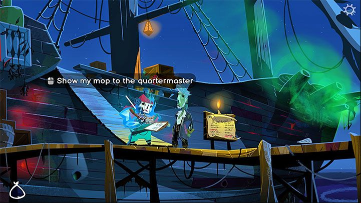 Talk to the Quartermaster again about the job offer - Return to Monkey Island: Get a disguise - walkthrough - Part 1 - A Friendly Place - Return to Monkey Island Walkthrough