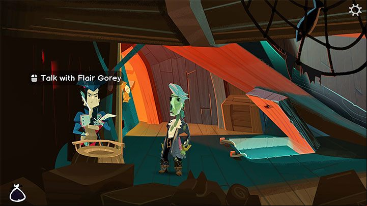 You will find Flair Gorey below deck - you have to go a bit to the left - Return to Monkey Island: Get a unanimous vote - walkthrough - Part 2 - A Dangerous Journey - Return to Monkey Island Walkthrough