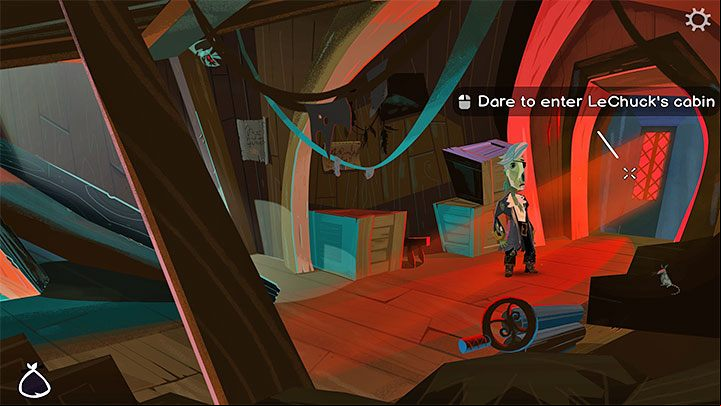 Exit the kitchen and go right to LeChuck's cabin - Return to Monkey Island: Get a unanimous vote - walkthrough - Part 2 - A Dangerous Journey - Return to Monkey Island Walkthrough
