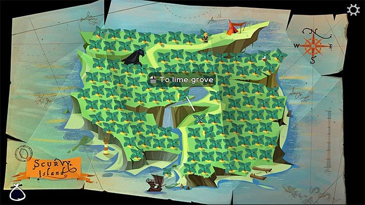 The content of the note contains information about Elaine's whereabouts - the location is random with each playthrough - Return to Monkey Island: Bella Fishers Golden Key - walkthrough, solution - Part 4 - Things Get Complicated - Return to Monkey Island Walkthrough