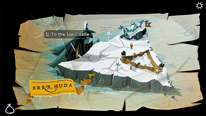 After reaching the island, go through the town and bring up the island map - Return to Monkey Island: Brrr Muda Island Golden Key - walkthrough - Part 4 - Things Get Complicated - Return to Monkey Island Walkthrough