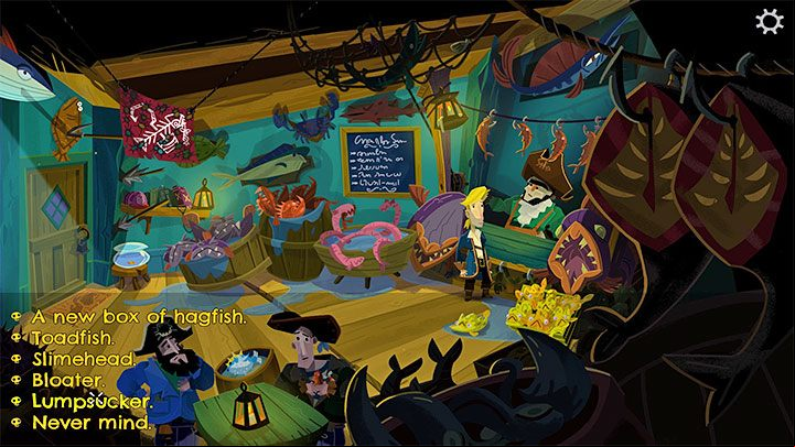 Return to Melee Island , head to the High Street section, and visit the Cod's Wallop gift shop - Return to Monkey Island: Brrr Muda Island Golden Key - walkthrough - Part 4 - Things Get Complicated - Return to Monkey Island Walkthrough
