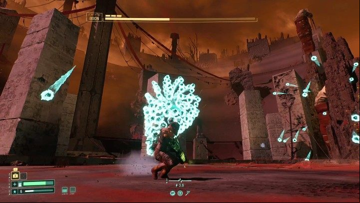 Ixion can also fire a cone of energy orbs that stay close to each other at first and then begin to separate - Returnal: Ixion - boss, how to defeat? - Bosses - Returnal Guide