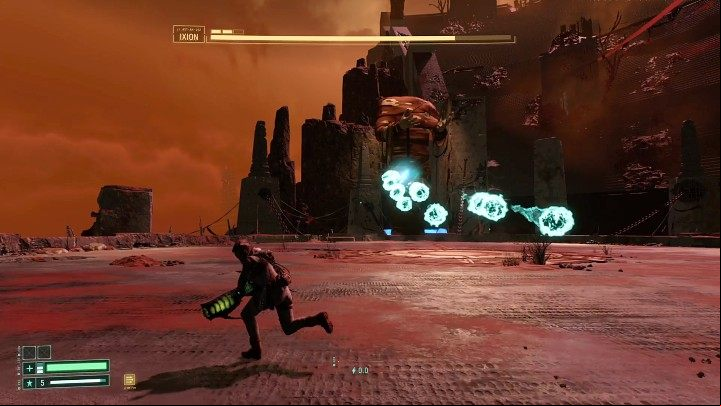 In the second phase, Ixion fires a much longer series of energy orbs that track our heroine's movement - Returnal: Ixion - boss, how to defeat? - Bosses - Returnal Guide