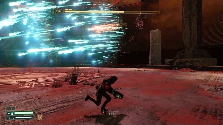 When the enemy begins to float in the air and charge his power, it is a sign that he's about to fire a whole bunch of small glowing missiles at you - Returnal: Ixion - boss, how to defeat? - Bosses - Returnal Guide