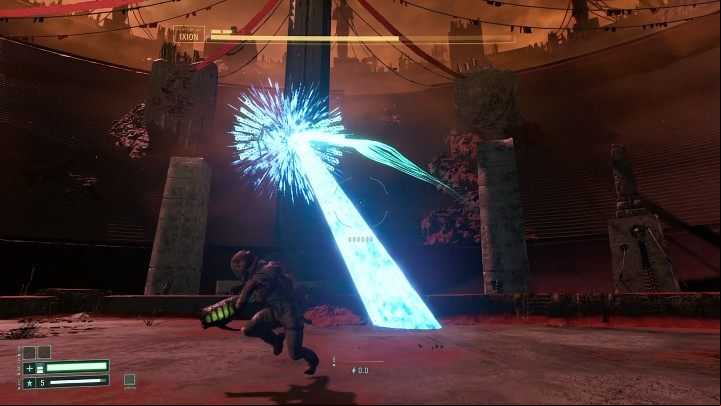 Laser beam attack is another special attack that Ixion can perform while in the air - Returnal: Ixion - boss, how to defeat? - Bosses - Returnal Guide