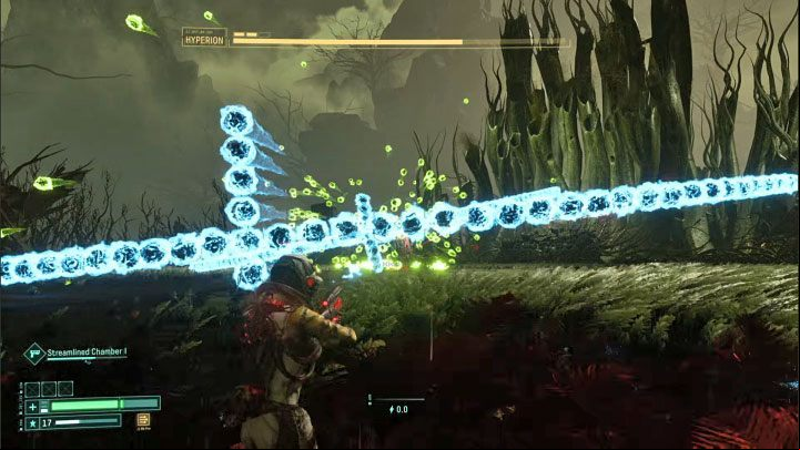Hyperion will also start firing rows of projectiles - Return: Hyperion - boss, how to defeat? - Bosses - Returnal Guide