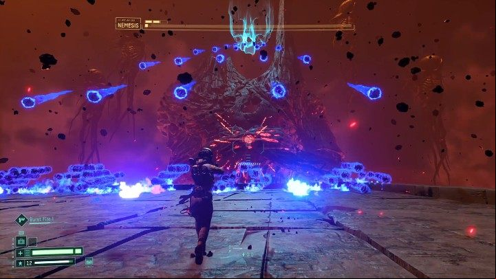 A difficult to avoid attack is pictured in the above image - Return: Nemesis - boss, how to defeat? - Bosses - Returnal Guide
