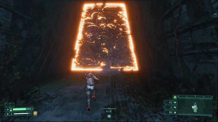 Once you find the aforementioned artifact, you will be able approach the orange barrier and have Selene perform a regular melee attack to immediately break the obstacle - Returnal: Orange force field - how to destroy? - Exploration - Returnal Guide