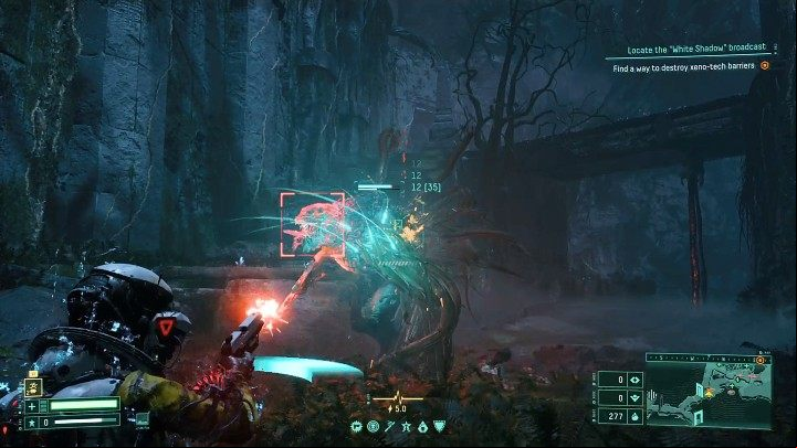 The first extremely dangerous enemy you may encounter while exploring Overgrown Ruins (especially in locations behind the yellow doors) is a four-legged creature with a tentacle-shaped tail - Returnal: Overgrown Ruins - biom - Biomes - Returnal Guide