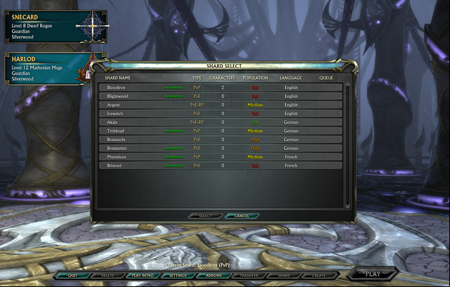 Shard Name is the name of a server - Choosing a server - Choosing a server and creating your character - RIFT - A beginners guide - Game Guide and Walkthrough