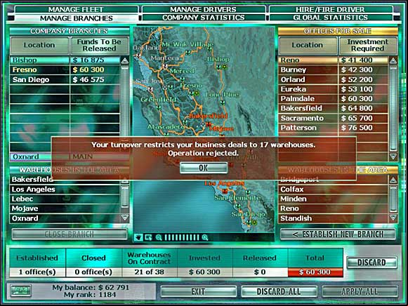 Branch offices management screen. - Hints - managing your firm - RignRoll - Game Guide and Walkthrough