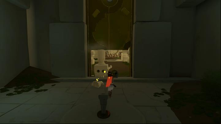 Place the statue under the door to hold it in place - Building a Robot | Chapter 3 - Walkthrough - Chapter 3 - Rime Game Guide