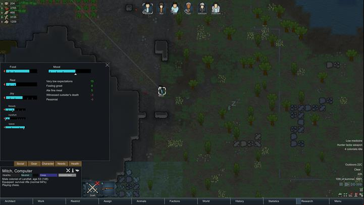 Each of the colonists has his/her own needs - Needs and mood of your colonists - The basics of living in the colony - RimWorld Game Guide