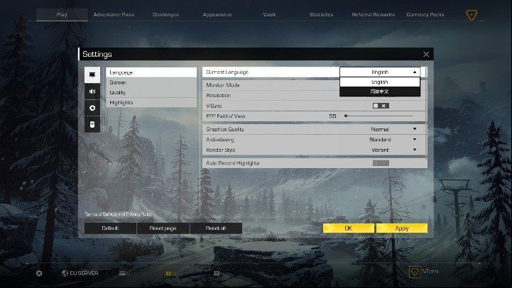 Find Current Language at the top of the screen - How to change Ring of Elysium language? - FAQ - Ring of Elysium Guide and Tips