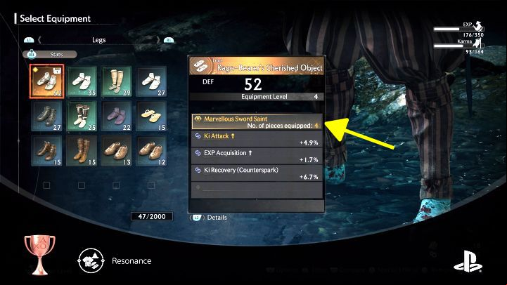 How to unlock: Equipped four or more pieces of equipment with the same set bonus for the first time - Rise of the Ronin: All Trophies, Achievements, trophy guide - Appendix - Rise of the Ronin Guide