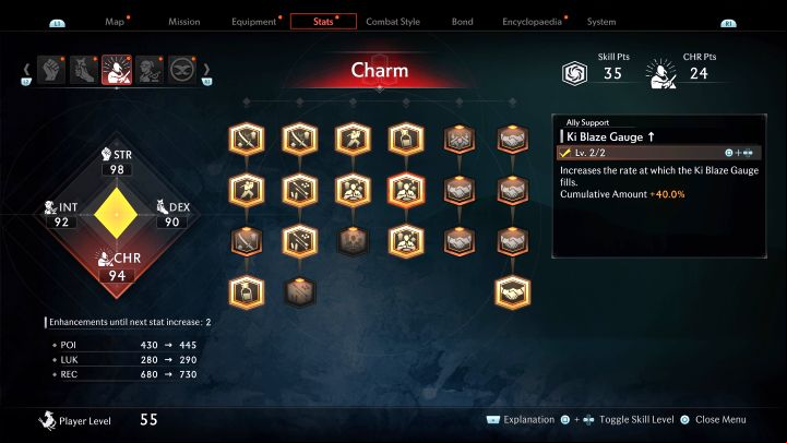 Each level of this skill accelerates the charging of Ki Blaze gauge - Rise of the Ronin: Best skills - Basics - Rise of the Ronin Guide