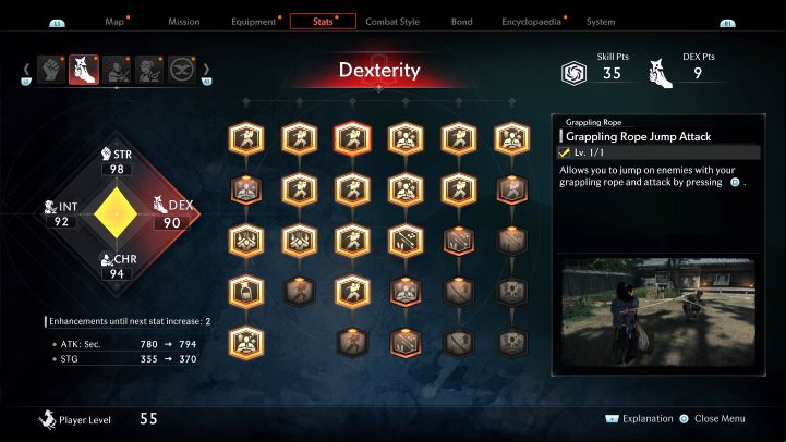 This skill adds new moves when using the Grappling Rope in combat - Rise of the Ronin: Best skills - Basics - Rise of the Ronin Guide