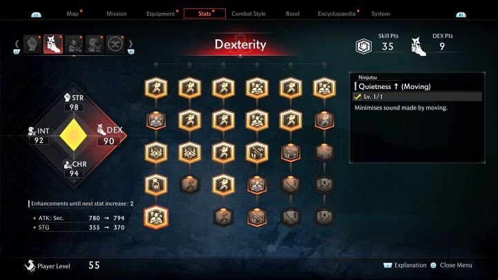 This is a skill useful when attempting to sneak - less noise will be generated from the hero's movements - Rise of the Ronin: Best skills - Basics - Rise of the Ronin Guide