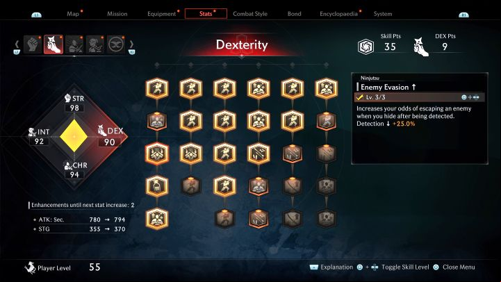 Every bought level of this skill increases your chances of evading enemies after being detected - Rise of the Ronin: Best skills - Basics - Rise of the Ronin Guide