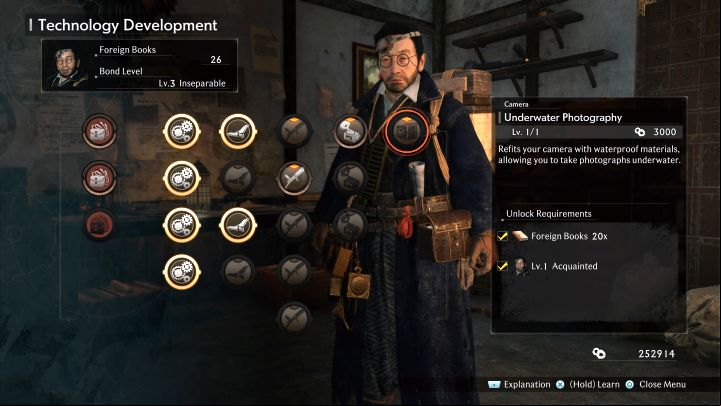 You can purchase this invention in the Technology Development menu, but only after delivering enough Foreign Books - Rise of the Ronin: All Scenes of Interest (Photographic Studio) - Secrets and Collectibles - Rise of the Ronin Guide