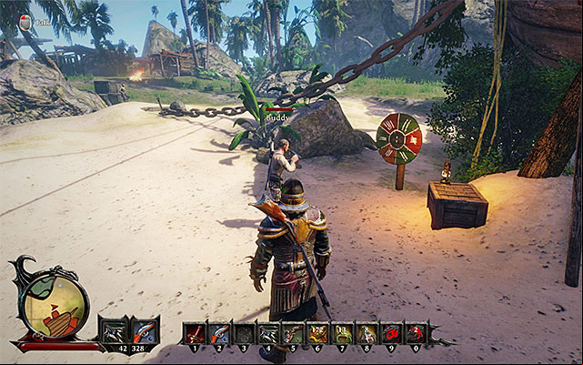 You must win a mini-game of knife-throwing in order to get the legendary item. - Kila - Legendary items - Risen 3: Titan Lords - Game Guide and Walkthrough
