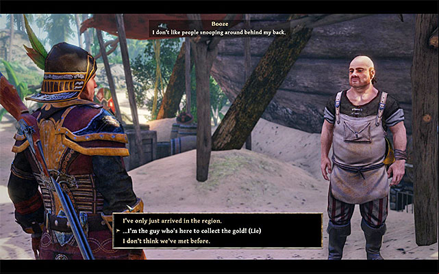 Booze is standing near the ship wreckage. - Boozes Befuddled Mind - Side Quests - Kila - Risen 3: Titan Lords - Game Guide and Walkthrough