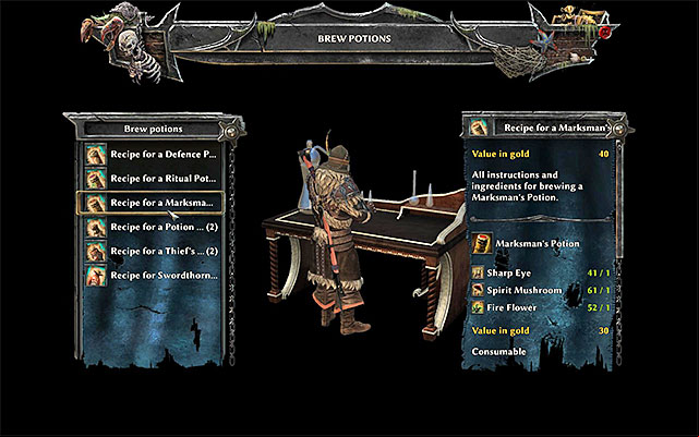 The potion brewing window - Crafting - Risen 3: Titan Lords - Game Guide and Walkthrough