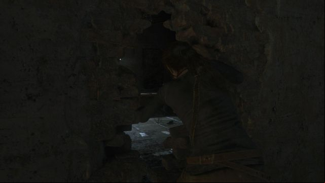 Leave the room through the same hole that you used to enter here - Rise of the Tomb Raider: Create an exit, walkthrough - Unexpected Discovery - Rise of the Tomb Raider Guide