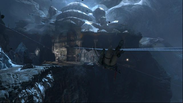 After you kill all the enemies, use the rope to get to the large locked gate in the next part of the complex - Rise of the Tomb Raider: Break through the door, walkthrough - Shortcut - Rise of the Tomb Raider Guide