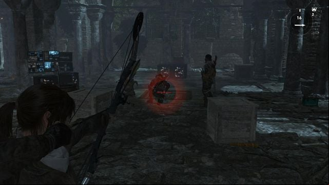 The only enemies that you can get from behind, stealthily, are the three in the screenshot above - Rise of the Tomb Raider: Defeat Trinity forces, walkthrough - Rescue Mission - Rise of the Tomb Raider Guide