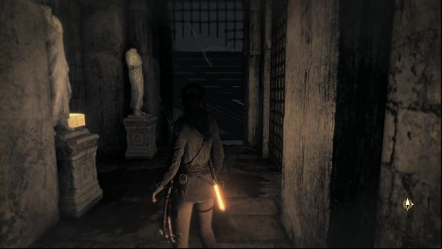 Close to the spot, where there is the Archivist map - jump over to the next corridor, using the rope - Rise of the Tomb Raider: Relics, murals, Flooded Archives secrets, tips - Flooded Archives - Rise of the Tomb Raider Guide