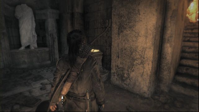 Right after you climb down the stairs, the recess to the right (after you destroy the pots with flammable liquid) - Rise of the Tomb Raider: Documents, Flooded Archives secrets, locations, tips - Flooded Archives - Rise of the Tomb Raider Guide