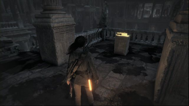 To get to the balcony above, you need to go to the chamber next to the main one, near camp Greek Fire storage - Rise of the Tomb Raider: Documents, Flooded Archives secrets, locations, tips - Flooded Archives - Rise of the Tomb Raider Guide