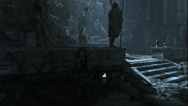 At the sculpture in the big chamber, where you found the atlas - Rise of the Tomb Raider: Chests, Flooded Archives secrets, locations, tips - Flooded Archives - Rise of the Tomb Raider Guide