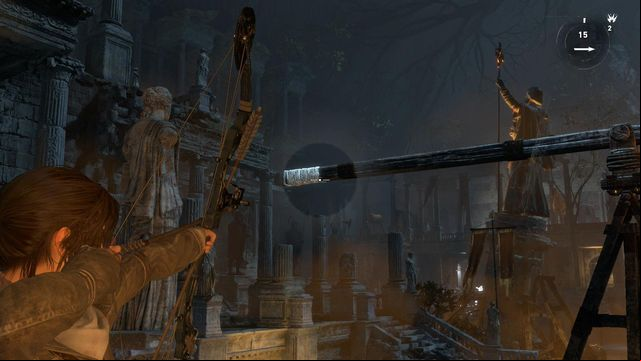 The barrel stops at the edge of the pool - Rise of the Tomb Raider: Find a way to escape with the Atlas, walkthrough - Rising Tide - Rise of the Tomb Raider Guide