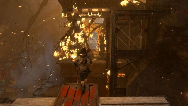 You need to follow the scripted path and jump over rifts - Rise of the Tomb Raider: Escape to safety, walkthrough - Escape the Archive - Rise of the Tomb Raider Guide