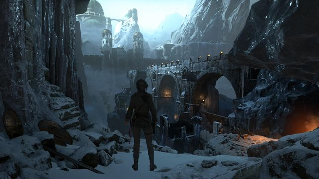 To make it over to Kitezh, you first need to cross a huge bridge - Rise of the Tomb Raider: Cross the walls into the inner city, walkthrough - Into the Hidden City - Rise of the Tomb Raider Guide
