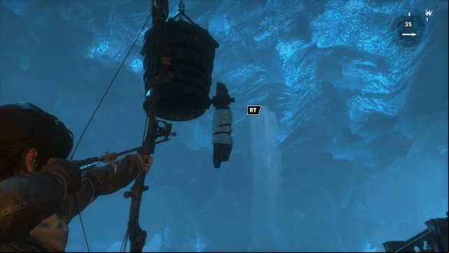 Now, walk over into the position, where you can see the bucket well - Rise of the Tomb Raider: Go to the other trebuchet, walkthrough - Gate Crasher - Rise of the Tomb Raider Guide