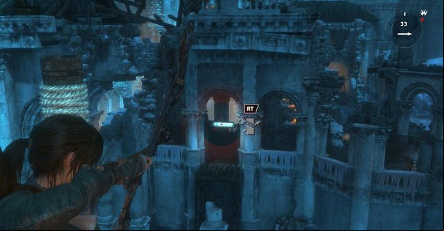 At the end of the bridge, attach rope over which you can zipline towards the gate - Rise of the Tomb Raider: Cross the bridge, walkthrough - Gate Crasher - Rise of the Tomb Raider Guide