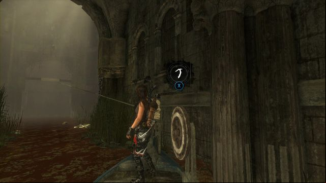 Attach the rope to the beam, thanks to which you can cross the body of water in the boat. - Rise of the Tomb Raider: Tomb - Baths of Kitezh 5/9, Geothermal Valley secrets - Geothermal Valley - Rise of the Tomb Raider Guide