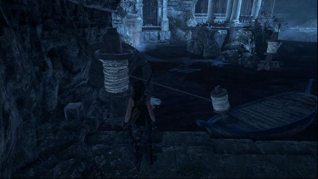 Pull the boat to the shore. - Rise of the Tomb Raider: Tomb - Catacombs of Sacred Waters 8/9 secrets - Geothermal Valley - Rise of the Tomb Raider Guide