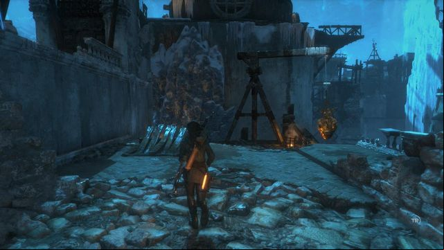 You will reach a trebuchet - Rise of the Tomb Raider: Find a way to destroy the gate, walkthrough - Gate Crasher - Rise of the Tomb Raider Guide