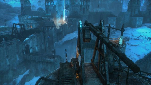 Turn the trebuchet towards the gate and press RT button to adjust the force of the shot - Rise of the Tomb Raider: Find a way to destroy the gate, walkthrough - Gate Crasher - Rise of the Tomb Raider Guide