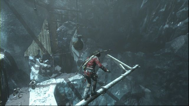 Jump over the container hanging down. - Rise of the Tomb Raider: Tomb - Ice Ship 1/9, Glacial Caverns secrets, tips - Glacial Caverns - Rise of the Tomb Raider Guide
