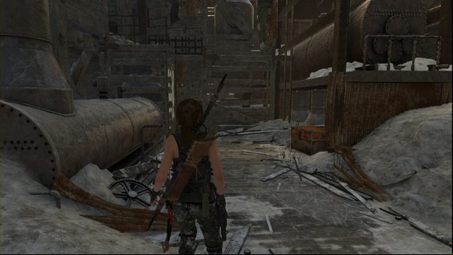 Past the spot, where you need to swing on the rope - Rise of the Tomb Raider: Chests, crypt treasures, Soviet Installation secrets - Soviet Installation - Rise of the Tomb Raider Guide