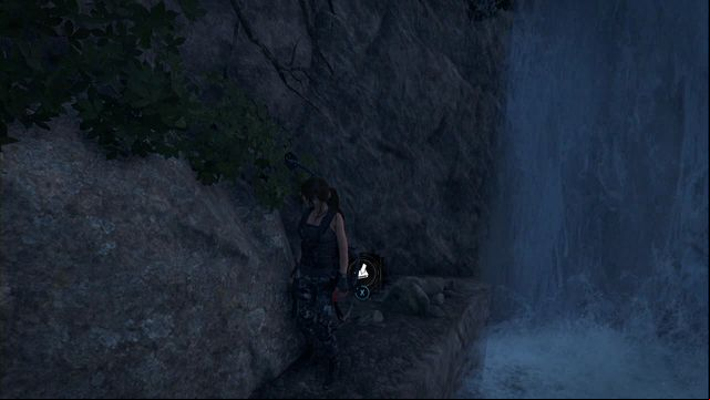 On the rock, right by the waterfall, walk alongside the water, from the Ridgeline Base Camp - Rise of the Tomb Raider: Survival caches, Geothermal Valley secrets, map - Geothermal Valley - Rise of the Tomb Raider Guide