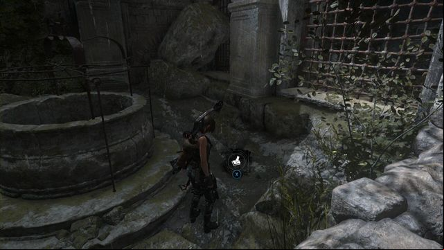 In tomb House of the Afflicted, still before you enter the camp - Rise of the Tomb Raider: Survival caches, Geothermal Valley secrets, map - Geothermal Valley - Rise of the Tomb Raider Guide